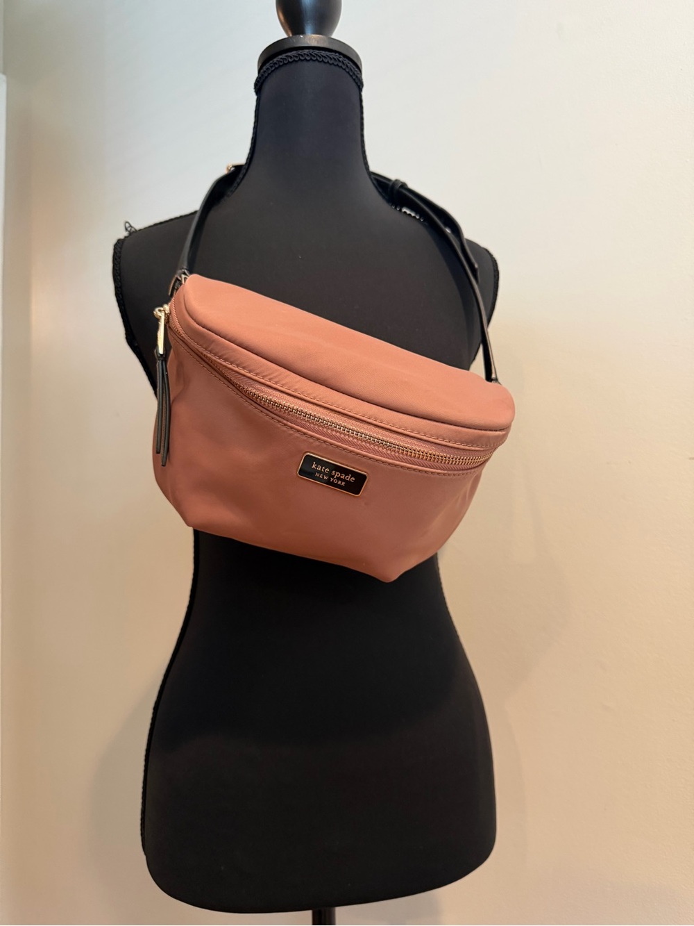 kate spade Dusty Rose Crossbody Belt Bag with Black Strap